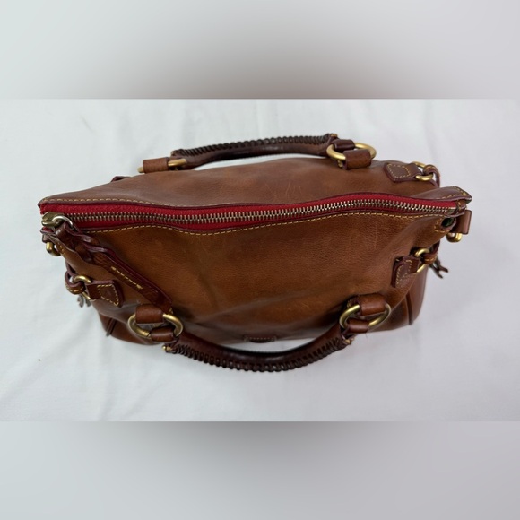Dooney & Bourke Florentine Leather Satchel Handbag Chestnut Brown - Picture 7 of 16